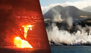 ¡Imágenes impresionantes!: Lava del volcán de La Palma llegó al mar generando nubes toxicas