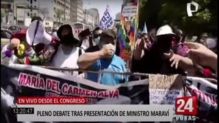 Enfrentamientos en las afueras del Congreso durante interpelación a Maraví