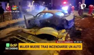 Nuevo Chimbote: mujer muere tras choque e incendio de auto