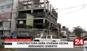 SJM: vecinos denuncian que constructora causa daños en sus viviendas arrojando cemento