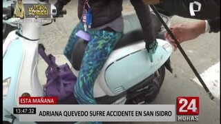 Adriana Quevedo sufrió accidente de tránsito esta mañana en San Isidro