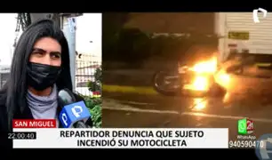 San Miguel: repartidor denunció que un sujeto incendió su moto