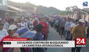 Puerto Maldonado: Carretera Interoceánica continúa bloqueada por paro de cocaleros
