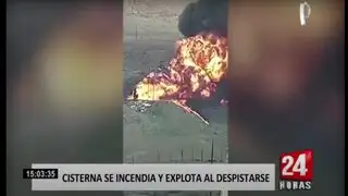Arequipa: camión cisterna se incendia y explota al despistarse