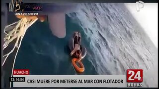 Huacho: rescatan a bañista que se encontraba a la deriva en un flotador
