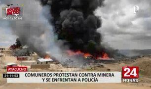 Ayacucho: ciudadanos protestaron quemando maquinarias y el campamento de la minera Apumayu