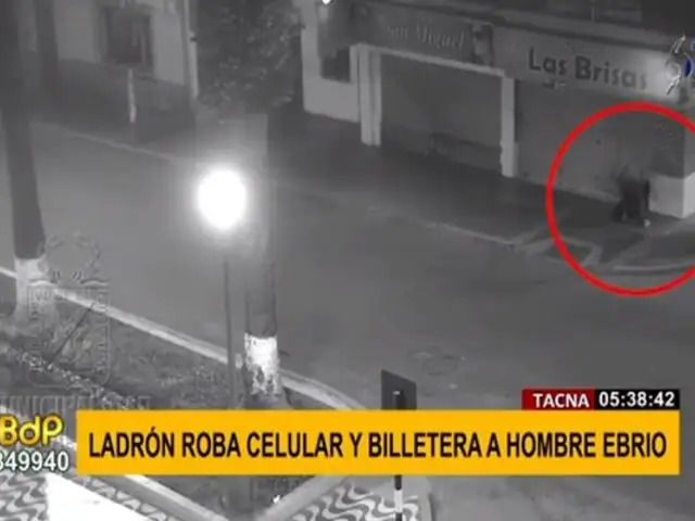 Tacna: sujeto es captado robando celular y billetera a hombre ebrio