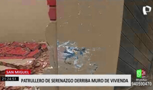 San Miguel: patrullero de serenazgo empotró contra una vivienda y derribó muro