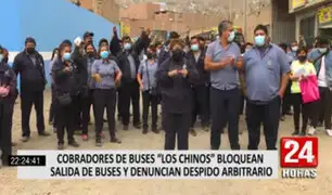 Cobradores de buses “Los Chinos” protestan porque serán despedidos ya que cobros serán electrónicos