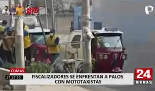Comas: fiscalizadores se enfrentaron a mototaxistas a palazos