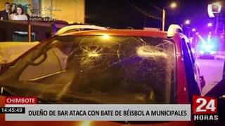 Chimbote: dueño de bar agrede a serenos con bate de béisbol y rompe parabrisas de vehículo