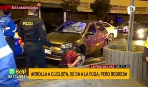 Ciclista arrollado en el Cercado de Lima: conductor se da a la fuga, regresa y termina llorando