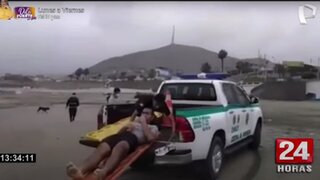 Hombre que era trasladado en vehículo cae aparatosamente durante simulacro