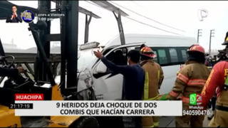 Huachipa: 9 heridos deja choque de combi que hacía carrera