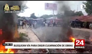 Iquitos: bloquean carretera exigiendo culminación de obra