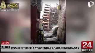 Lurín: trabajadores rompen tubería de agua y 3 viviendas acaban inundadas