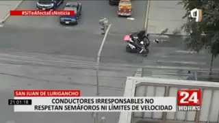 Conductores no respetan semáforos ni límites de velocidad en calles de Lima