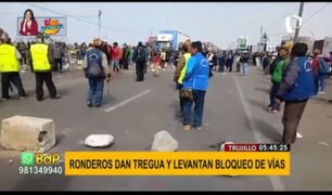 Trujillo: reabren tránsito en la Panamericana Norte tras bloqueo de ronderos