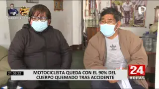 Padres de motociclista que resultó con quemaduras tras choque en carretera piden ayuda