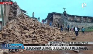 Chachapoyas: Torre de iglesia de la Jalca Grande se derrumba tras sismo de 7.5 en Amazonas