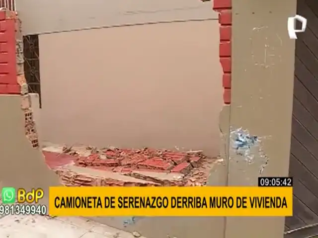 San Miguel: camioneta de serenazgo derriba muro de vivienda