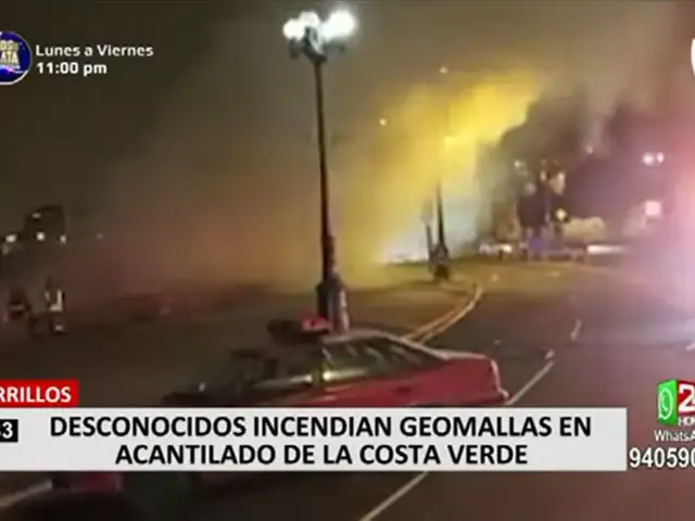 Chorrillos: bomberos lograron controlar geomalla incendiada en Costa Verde tras una hora