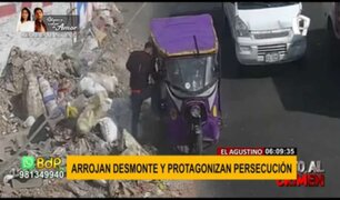 El Agustino: sujetos en mototaxi arrojan desmonte en plena vía pública