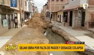Tumbes: vecinos indignados tras colapso de desagüe por abandono de obras