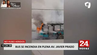 Bus de transporte público se incendió en Av. Javier Prado debido a fallas técnicas