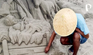 Primer pesebre en Perú hecho de arena: escultores invitan a la población a visitarlo