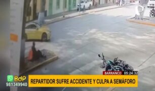 Barranco: repartidor de delivery sufre accidente por falla en semáforos