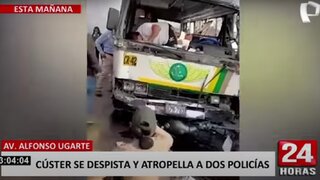 Cúster se despista y atropella a dos policías en avenida Alfonso Ugarte