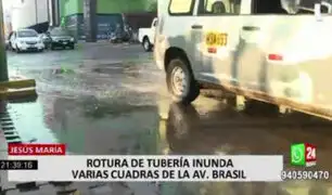 Rotura de tubería inundó varias cuadras de la avenida Brasil
