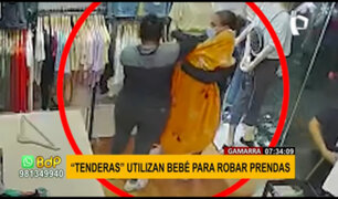 Mujeres utilizan a bebé para robar en tienda de ropa en Gamarra
