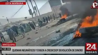 Bloquean vías y queman llantas en protestas contra cooperativa en Arequipa y Puno