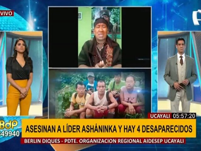Ambientalista sobre asesinato de líder asháninka: Hay gran responsabilidad del Gobierno por no tomar acciones