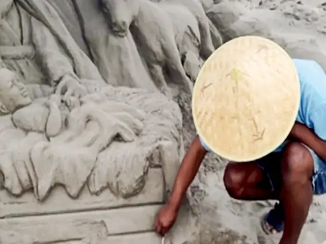 Primer pesebre en Perú hecho de arena: escultores invitan a la población a visitarlo