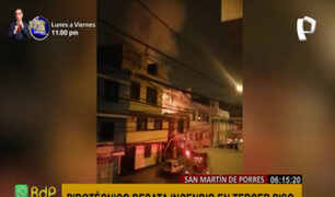 SMP: artefacto pirotécnico provoca incendio en tercer piso de vivienda