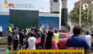 Surco: violento enfrentamiento entre fiscalizadores y ambulantes que se niegan a desalojo