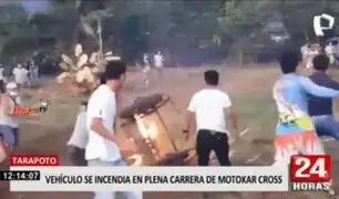 Tarapoto: Vehículo se incendia en competencia de Motokar cross