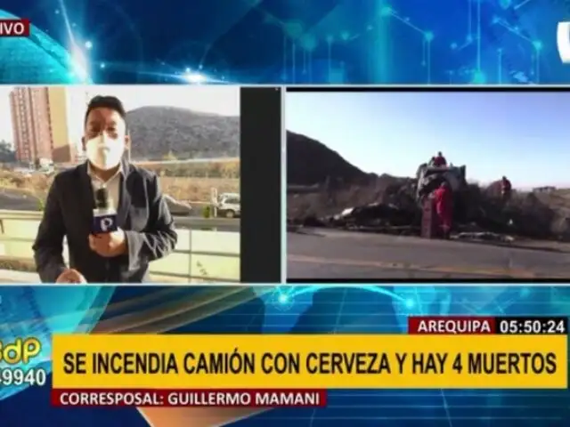 Tragedia en Arequipa: cuatro muertos tras despiste e incendio de camión en carretera