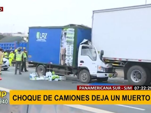 Accidente en Panamericana Sur: choque de dos camiones deja un conductor fallecido
