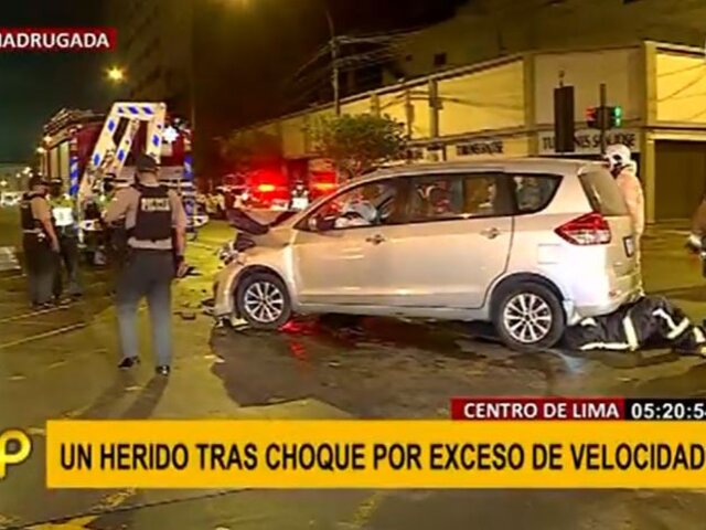 Centro de Lima: un herido deja choque entre dos vehículos por exceso de velocidad
