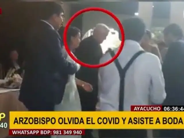 Ayacucho: arzobispo Salvador Piñeiro asiste a boda de 100 personas sin mascarillas