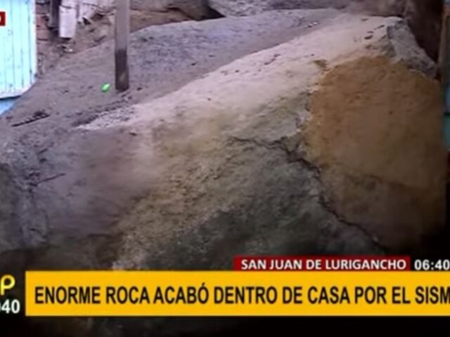 SJL: enorme roca que acabó dentro de casa por sismo en Lima pone en peligro a moradores