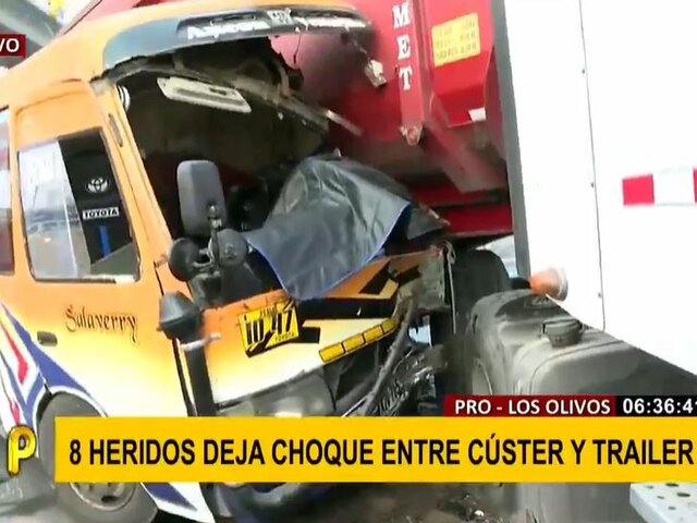 Terrible accidente vehicular: ocho heridos deja choque entre cúster y tráiler en Los Olivos