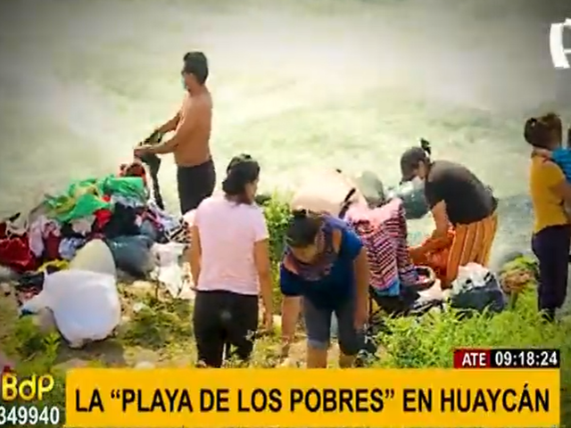 Ate: personas acuden a la denominada "Playa de Huaycán" para lavar su ropa