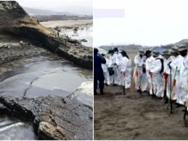 Derrame de petróleo: La Marina, El Ejército y empresas pesqueras limpian playas de Huaral