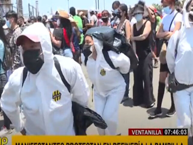 Derrame de petróleo: artistas escenificaron frente a sede de Repsol sufrimiento de animales afectados