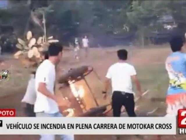 Tarapoto: Vehículo se incendia en competencia de Motokar cross